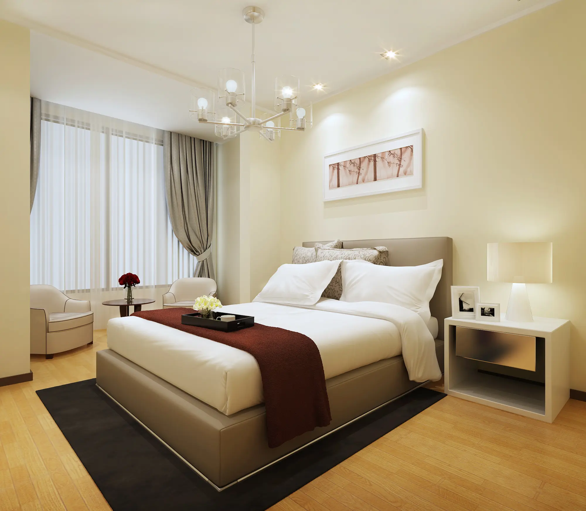 主卧室的摆设很简单,大方,又恨时尚.