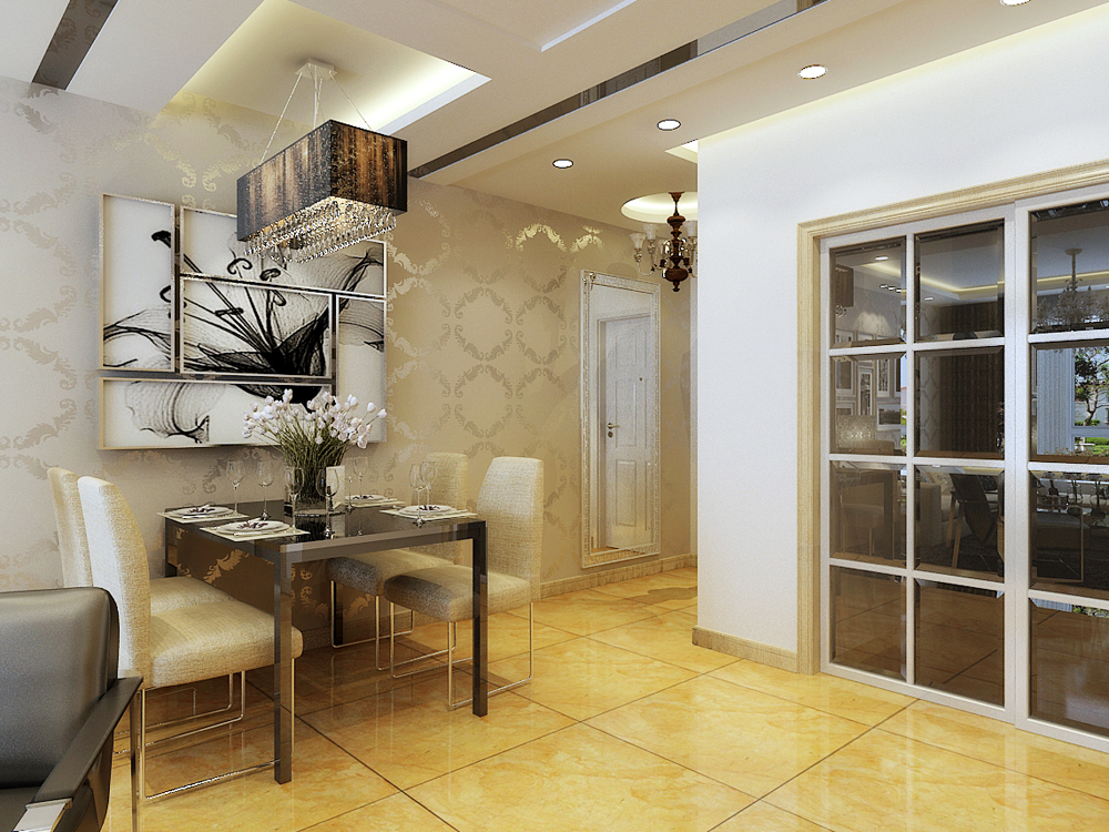 中海明珠-现代简约-二居室-玄关方圆设计