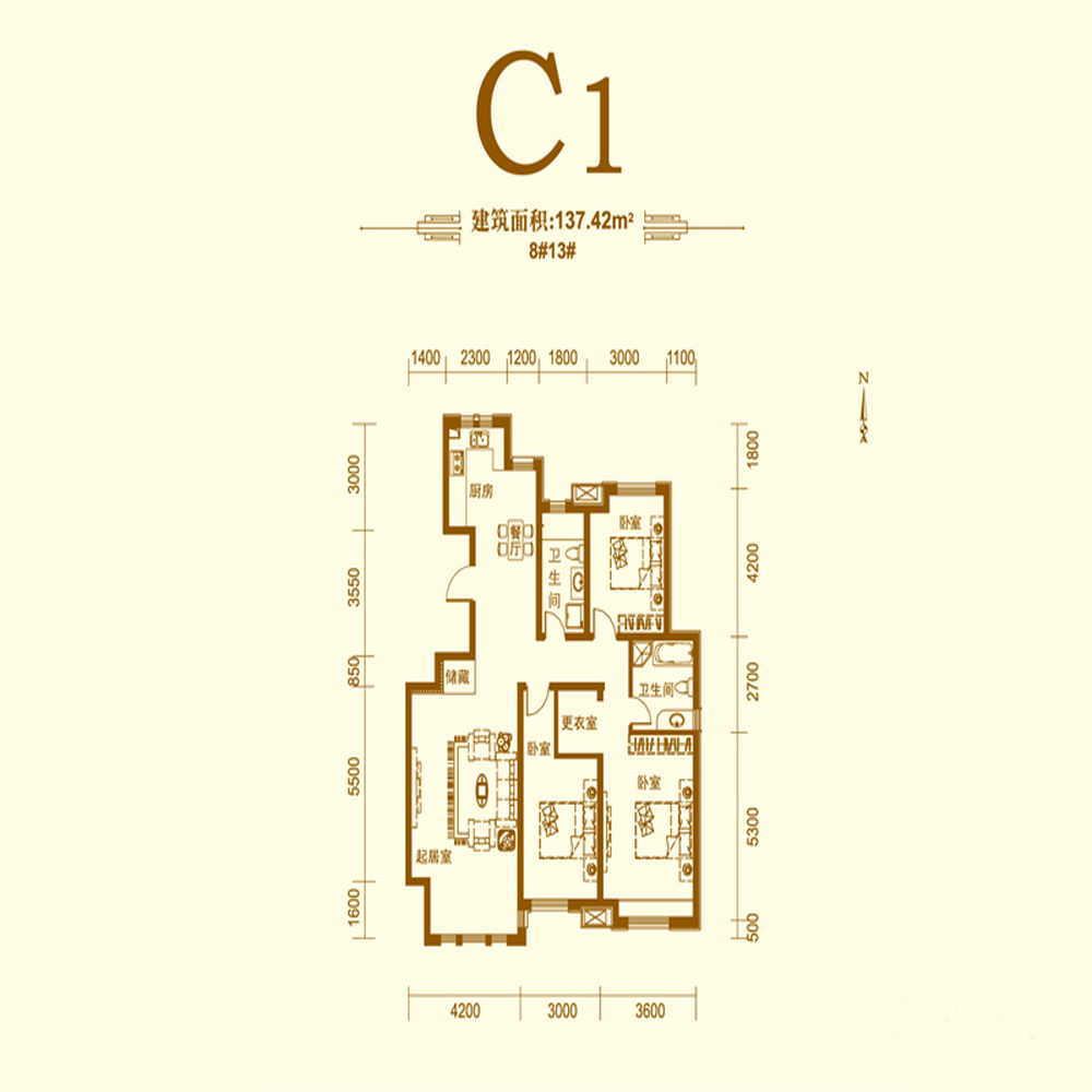 东南亚风格-三居室-137.42