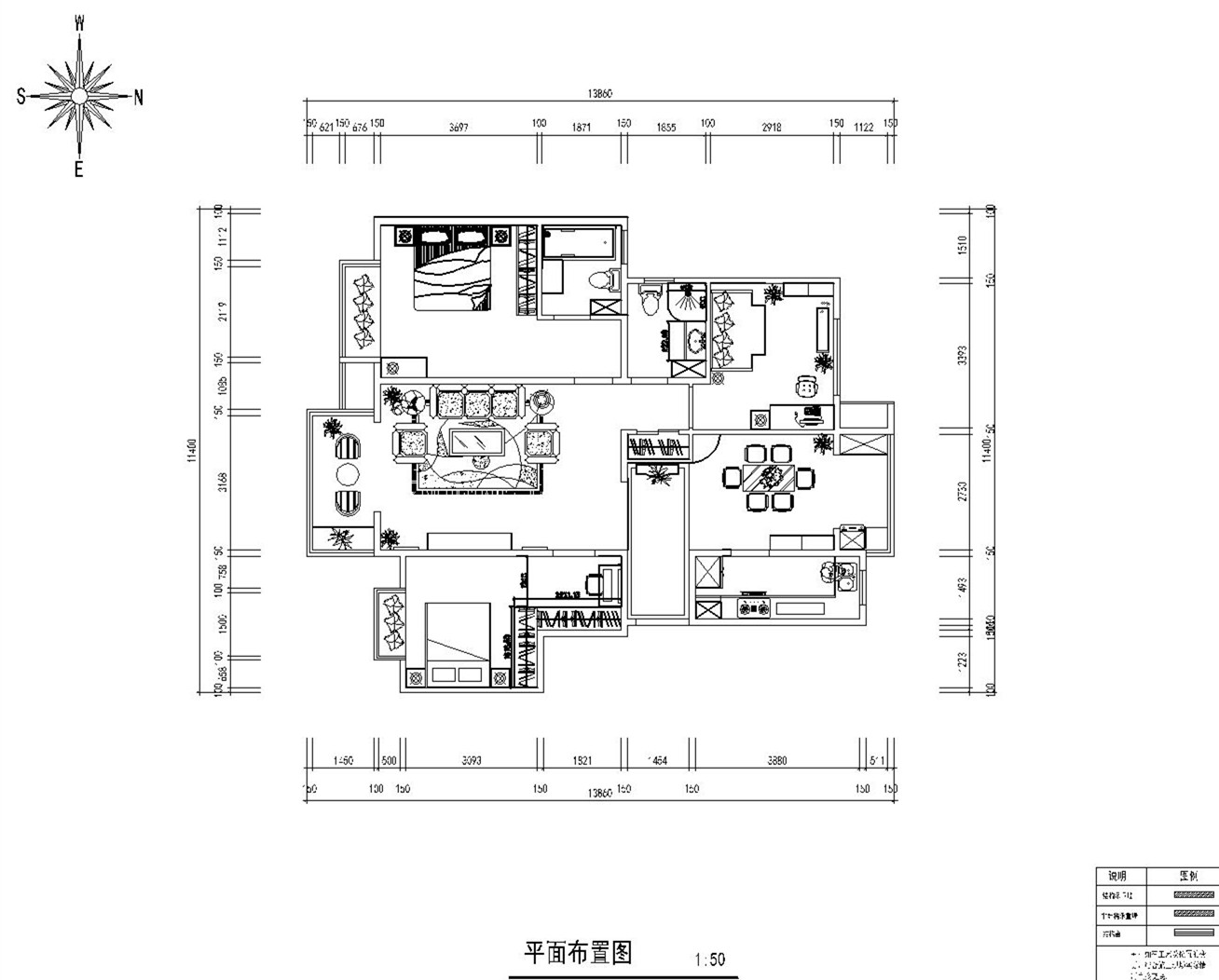 北京山语城130平米简欧风格设计方案