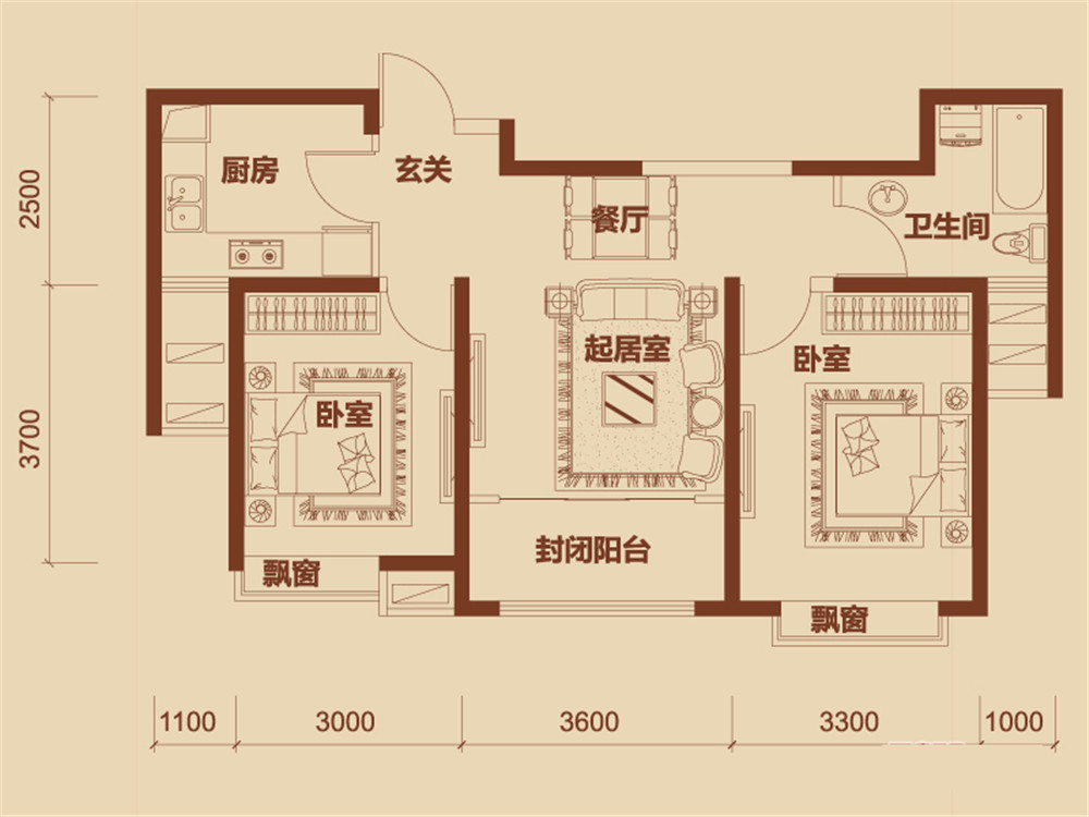 现代简约--二居室——88平米婚房的最佳选择