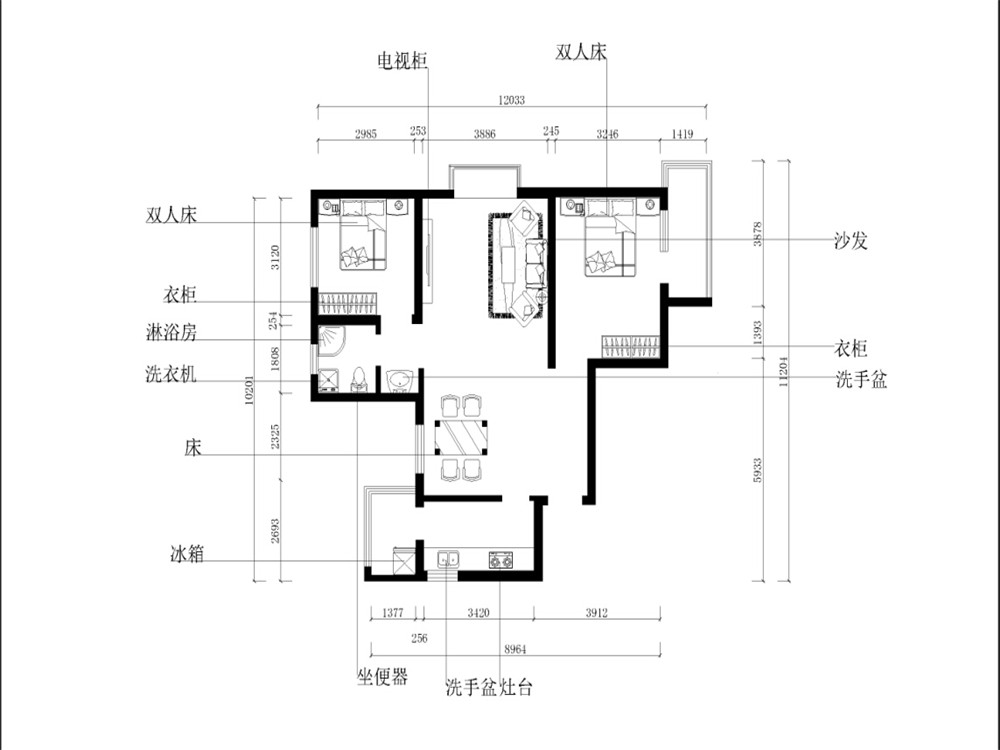 天房彩郡二期新尚园15号楼标准层F户型