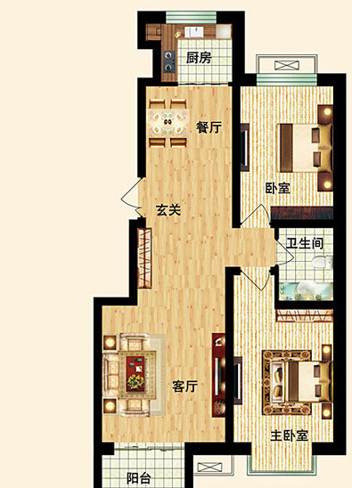 北京城建·世华泊郡-中式风格-二居室