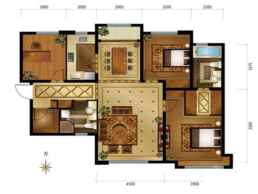 美式古典-三居室——140平米温馨大宅