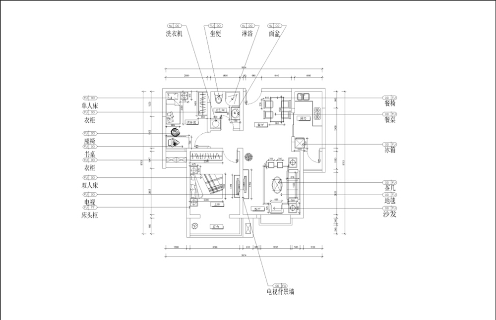 力天装饰-沽上江南-92.45㎡-现代简约