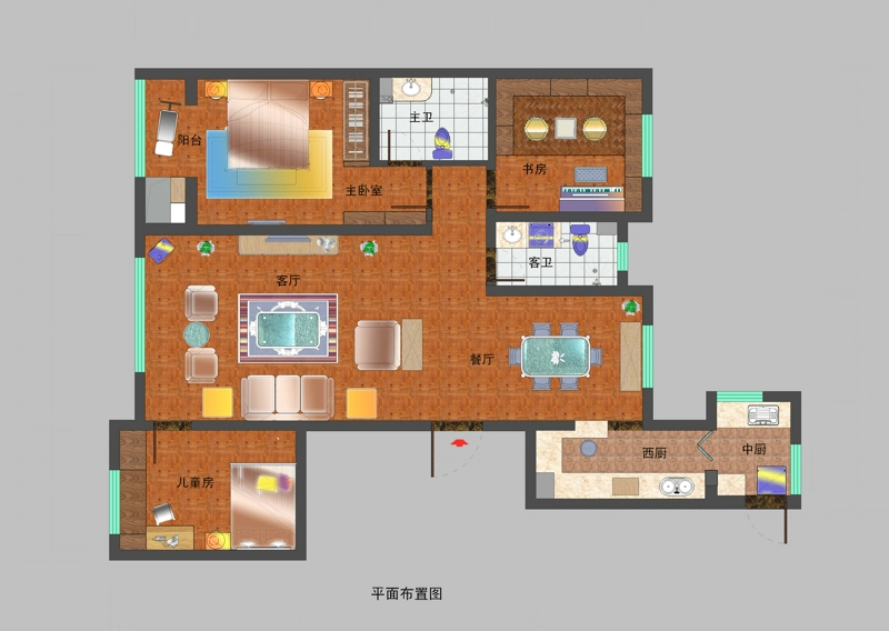 紫晶悦城122平三室法式风格装修案例案实景