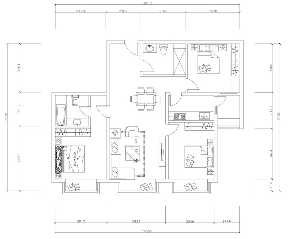 润泽公馆-三居室-113.00平米-装修设计