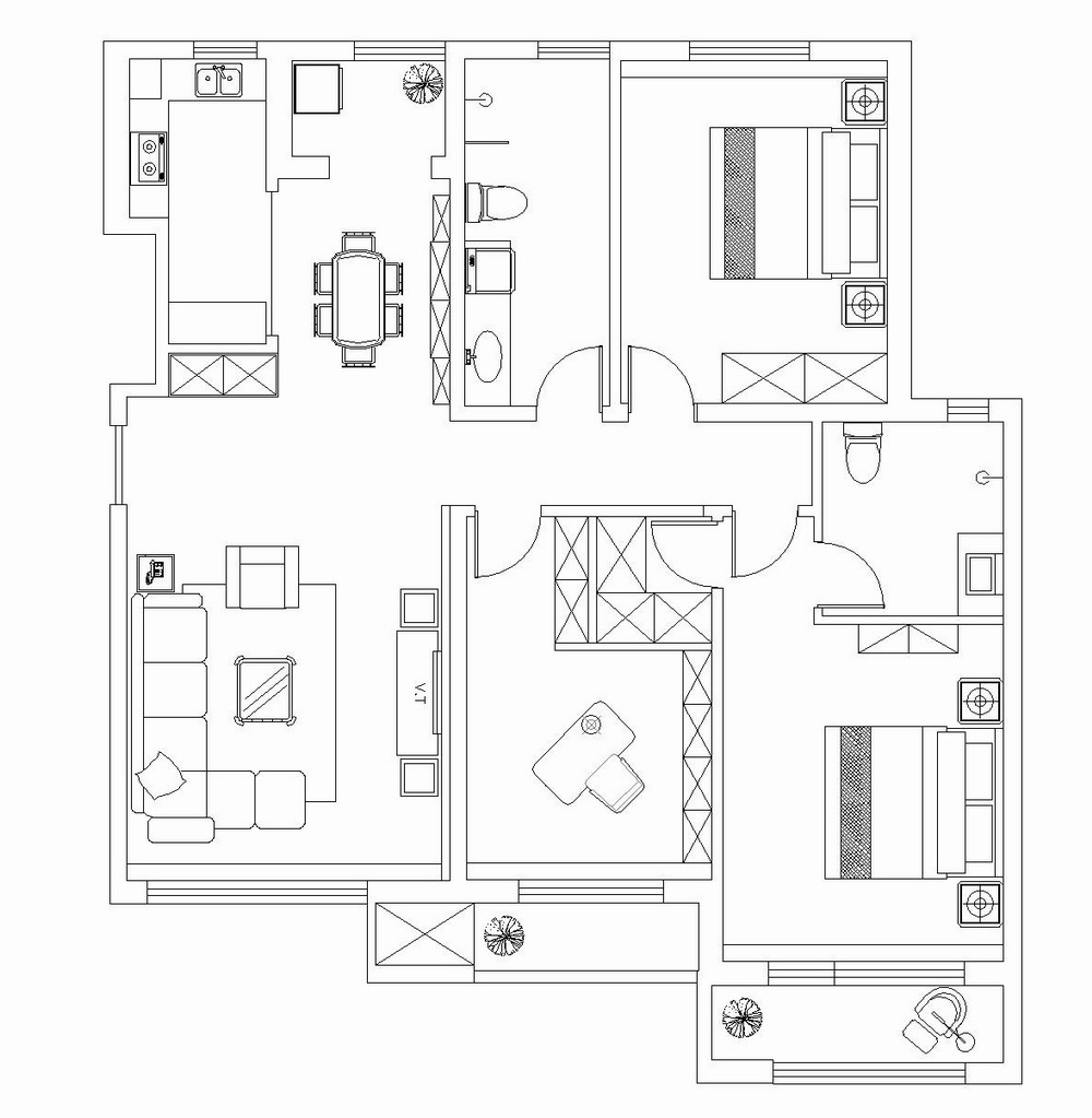 哈佛世纪-三居室-135.00平米-装修设计