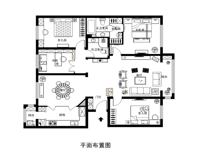 古典优雅的新中式--三居室