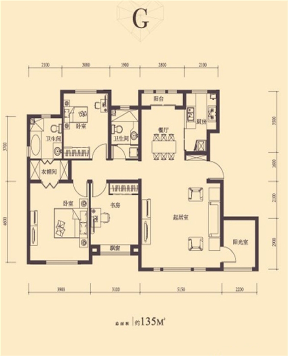 日韩风格-三居室——135平米舒适沉稳家装