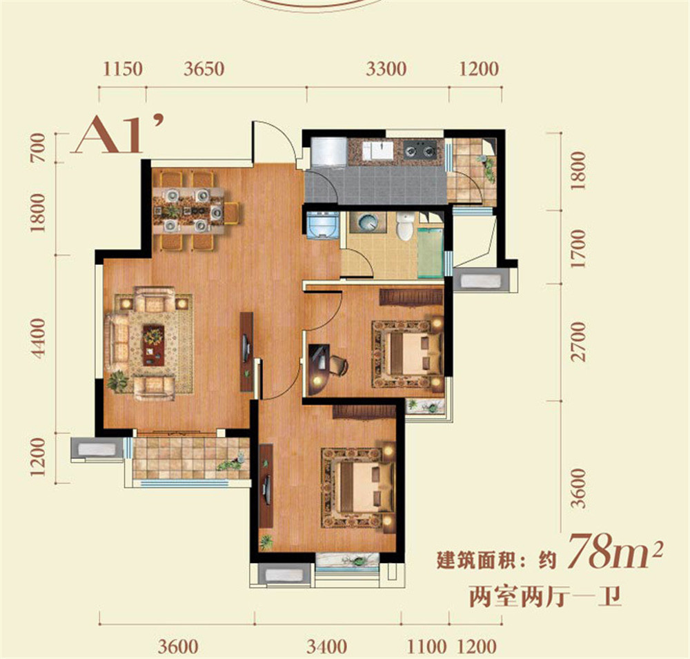 现代简约-二居室78平米鲜艳灵动家装