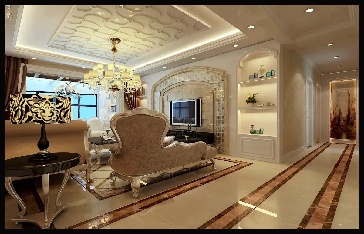 方圆经纬一期a户型3室2厅2卫古典风装修设计