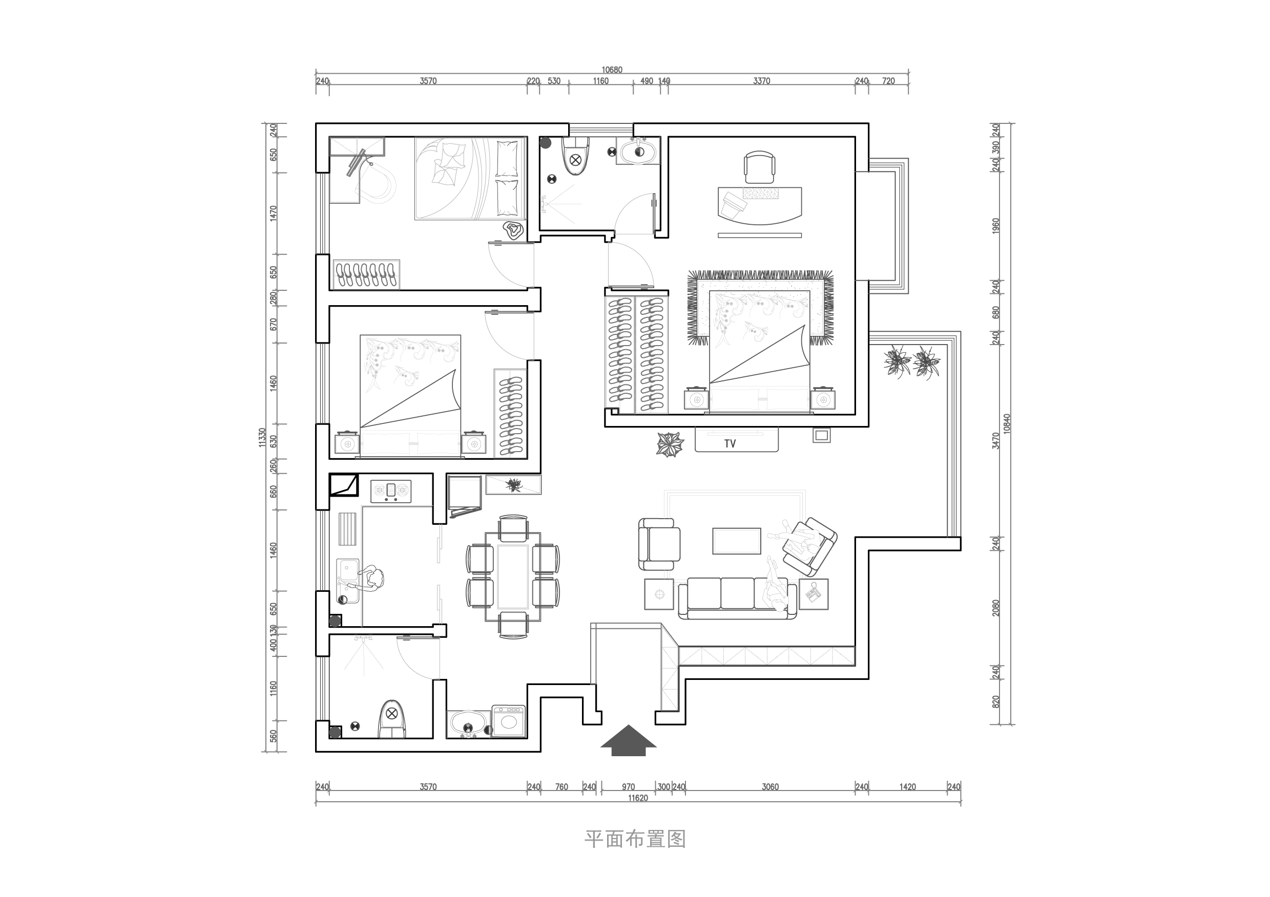 东岸尚景127平三居室现代简约风格设计方案