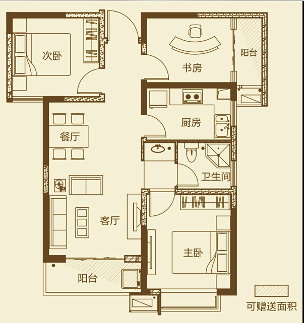 盛润锦绣城-三居室-89.00平米-装修设计