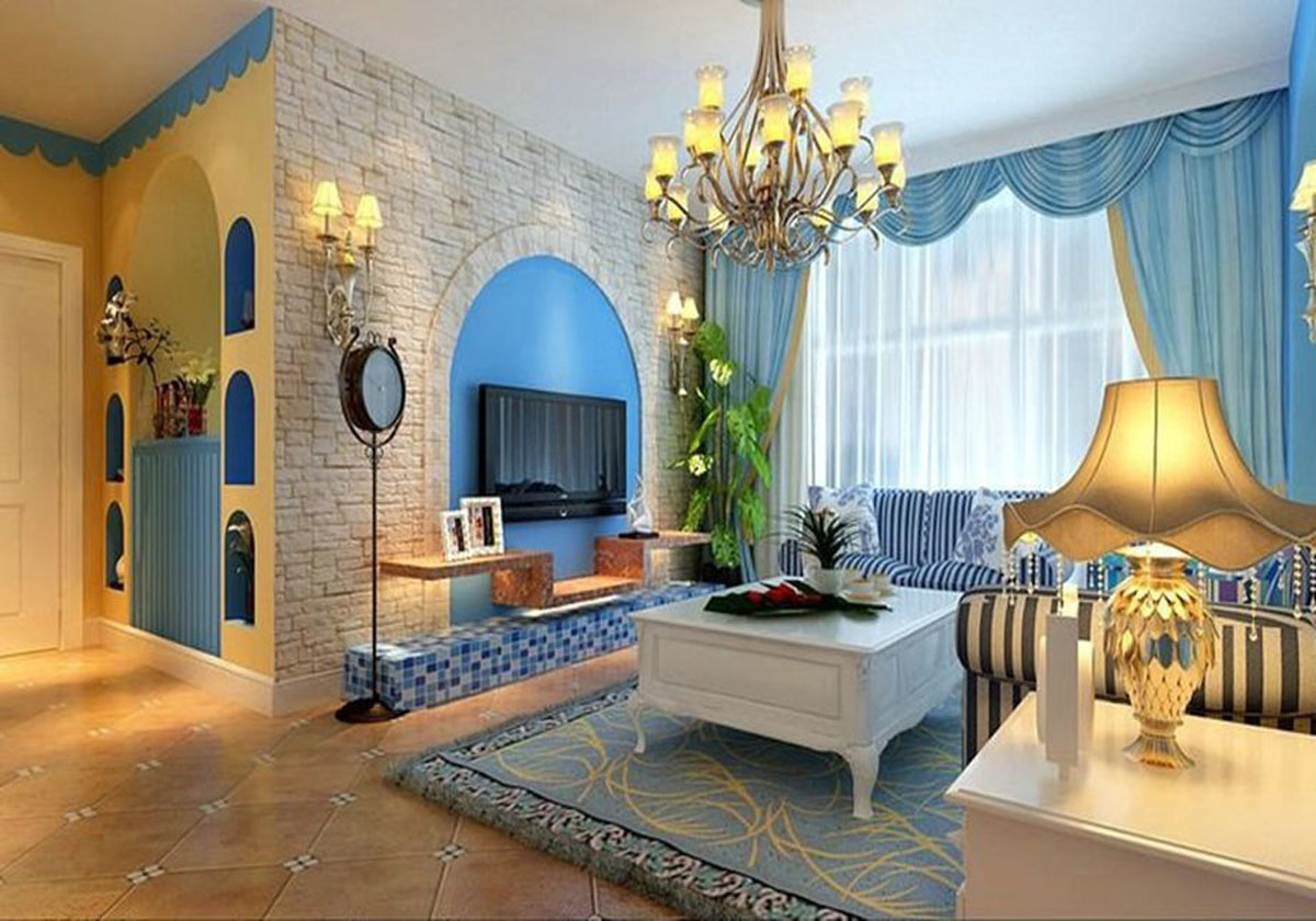 地中海风格-二居室-客厅-行之舰装饰