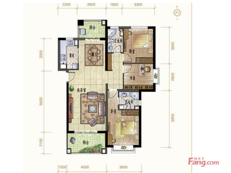 郑州国瑞城爵仕苑-三室两厅-中式设计