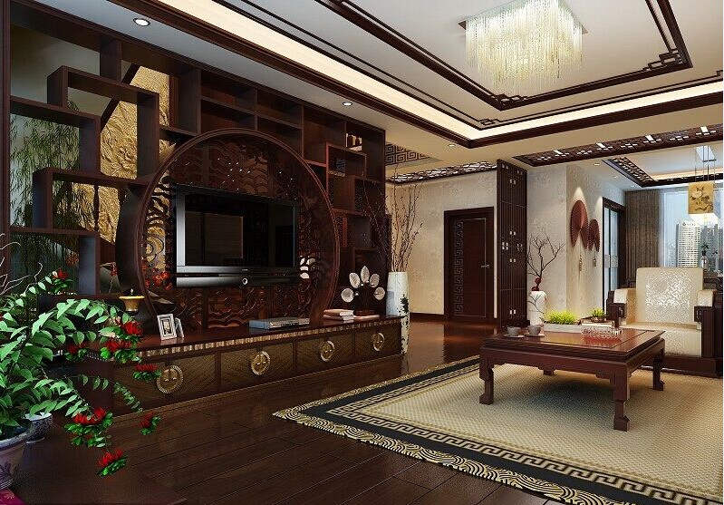 郑州国瑞城爵仕苑-三室两厅-中式设计
