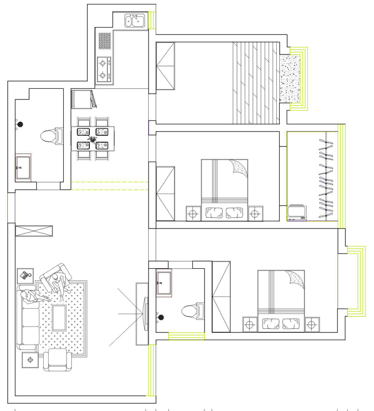 林业局家属院-三室两厅-新中式设计
