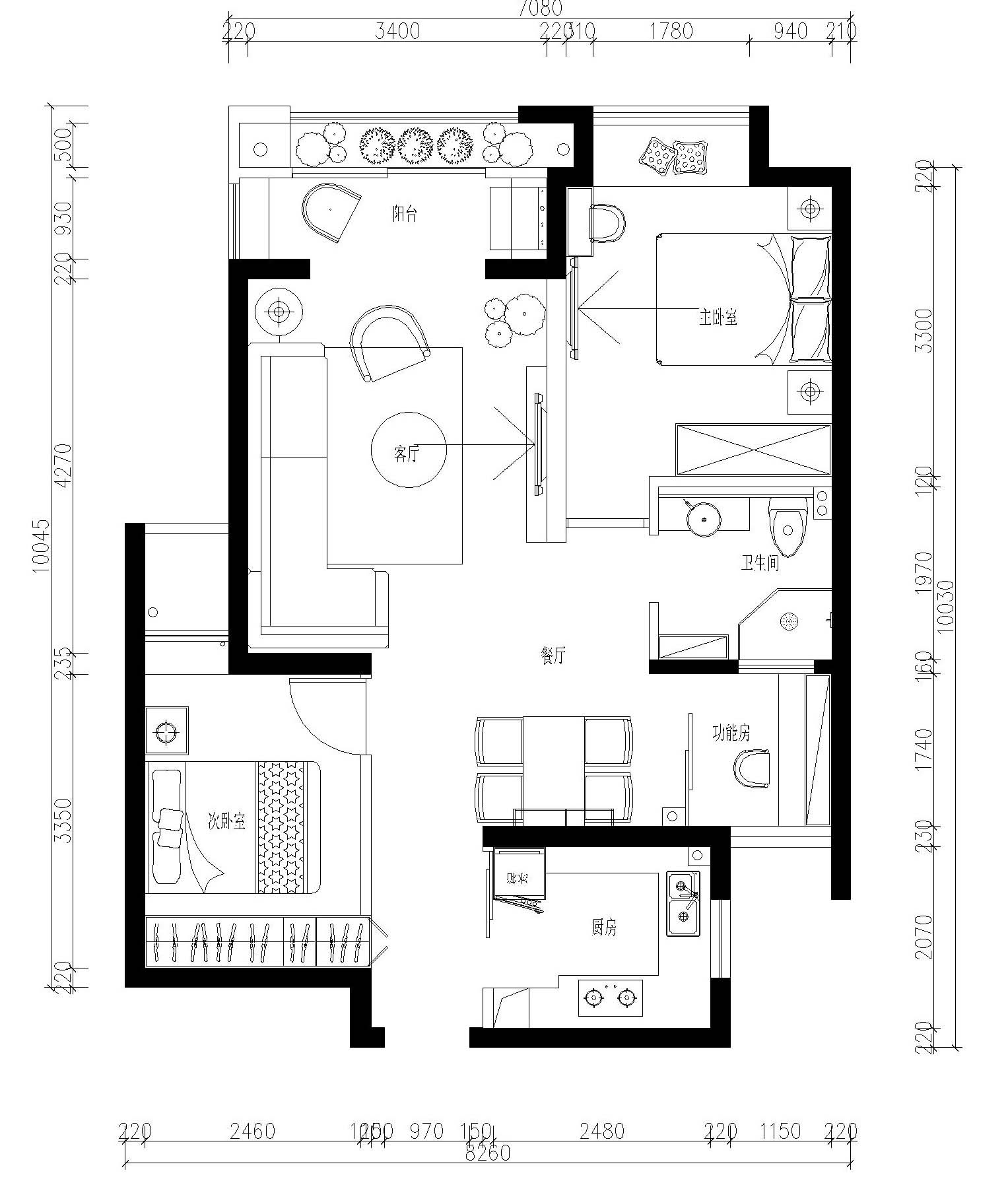 伍号院三居室现代简约装修案例效果图