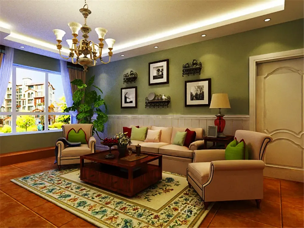 造型简练,电视背景墙为文化砖造型设计,电视背景墙和正面墙融为一体