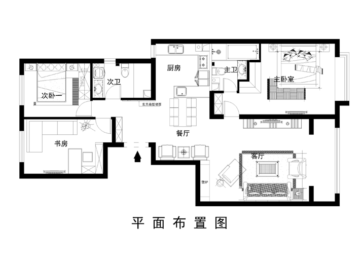 金林中心135平三居室美式风格设计方案