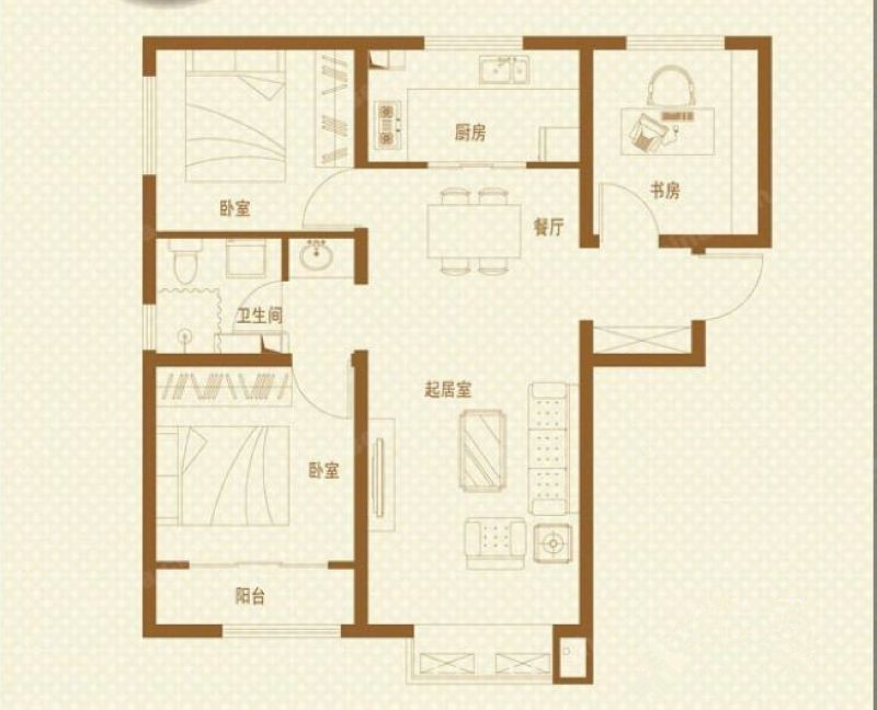 金地格林格林-三居室-88.70平米-装修设计