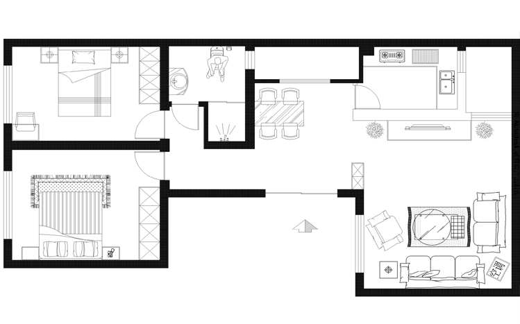 润城88平两居室现代简约风格设计方案