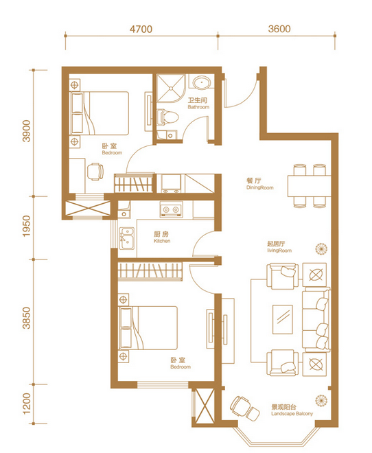 首创·伊林郡-二居室-89.00平米-装修设计