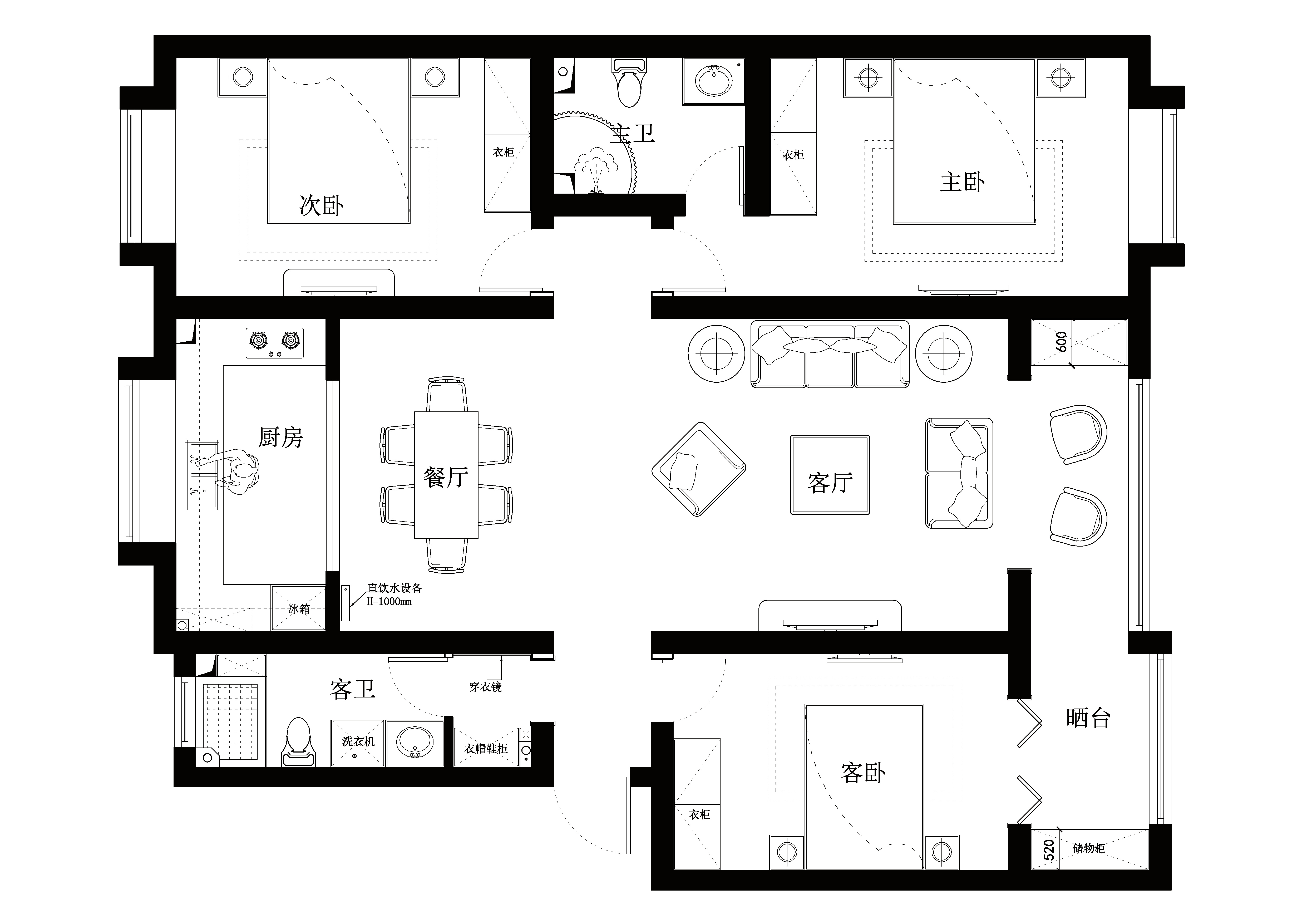 章丘埠村三居室雅致主义