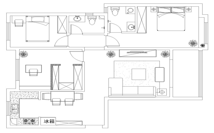 国瑞城153平三居室简约风格设计方案