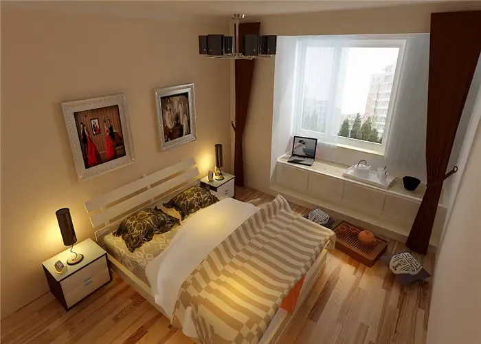 的墙面主要彩用了暖色系调色乳胶漆来处理,也是为了迎合整体的温馨感