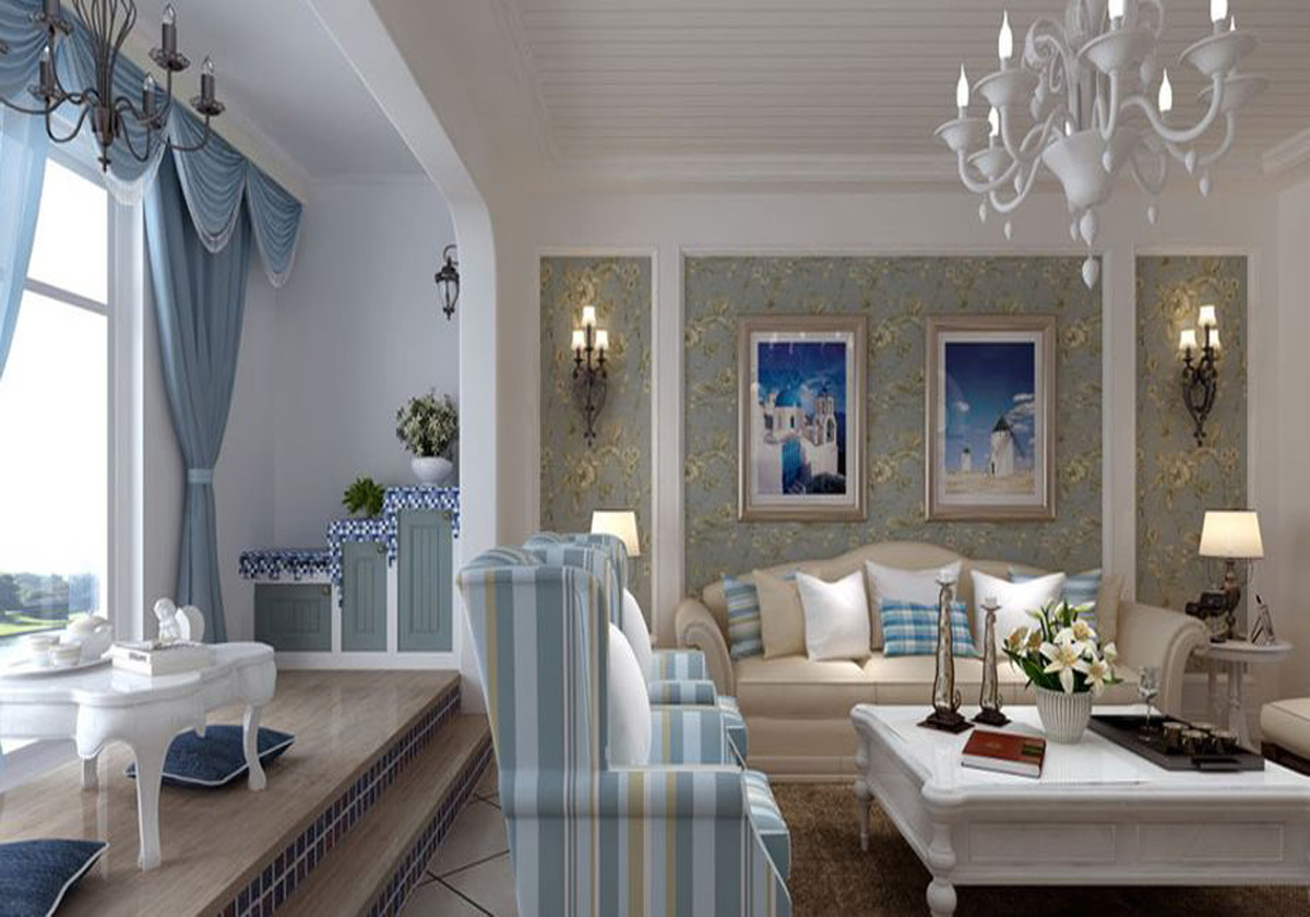 地中海风格-三室-客厅-行之舰装饰