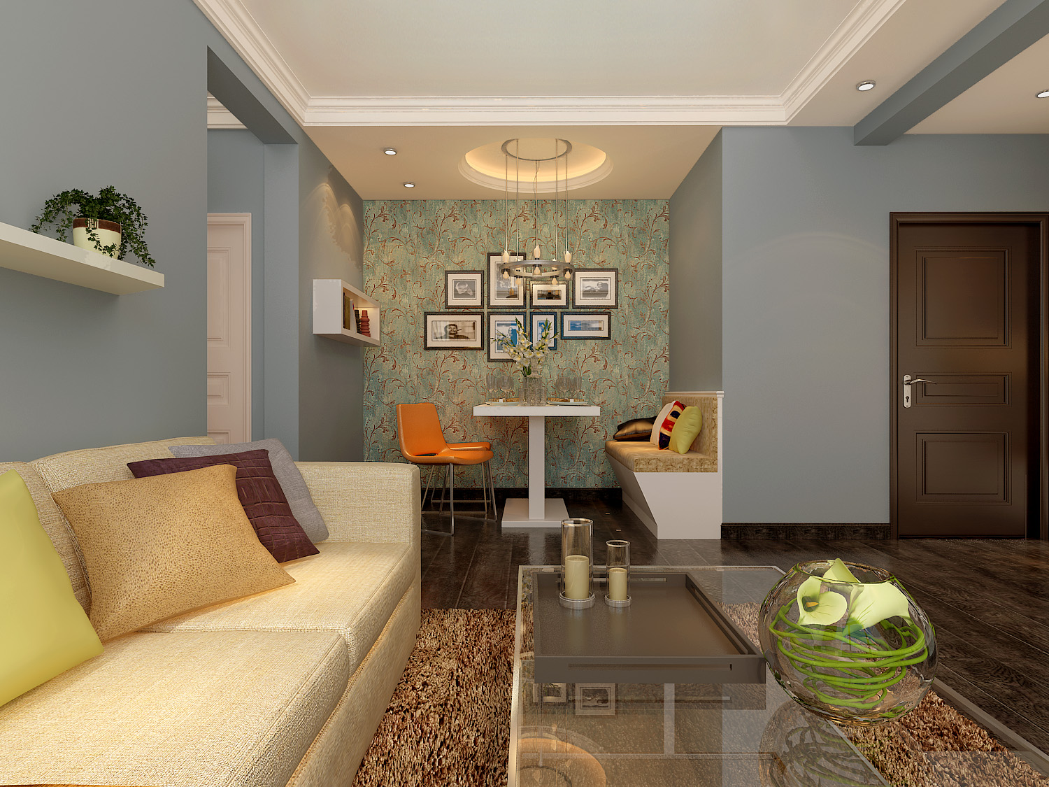 国龙绿城怡园88平两室现代简约风格装修设计