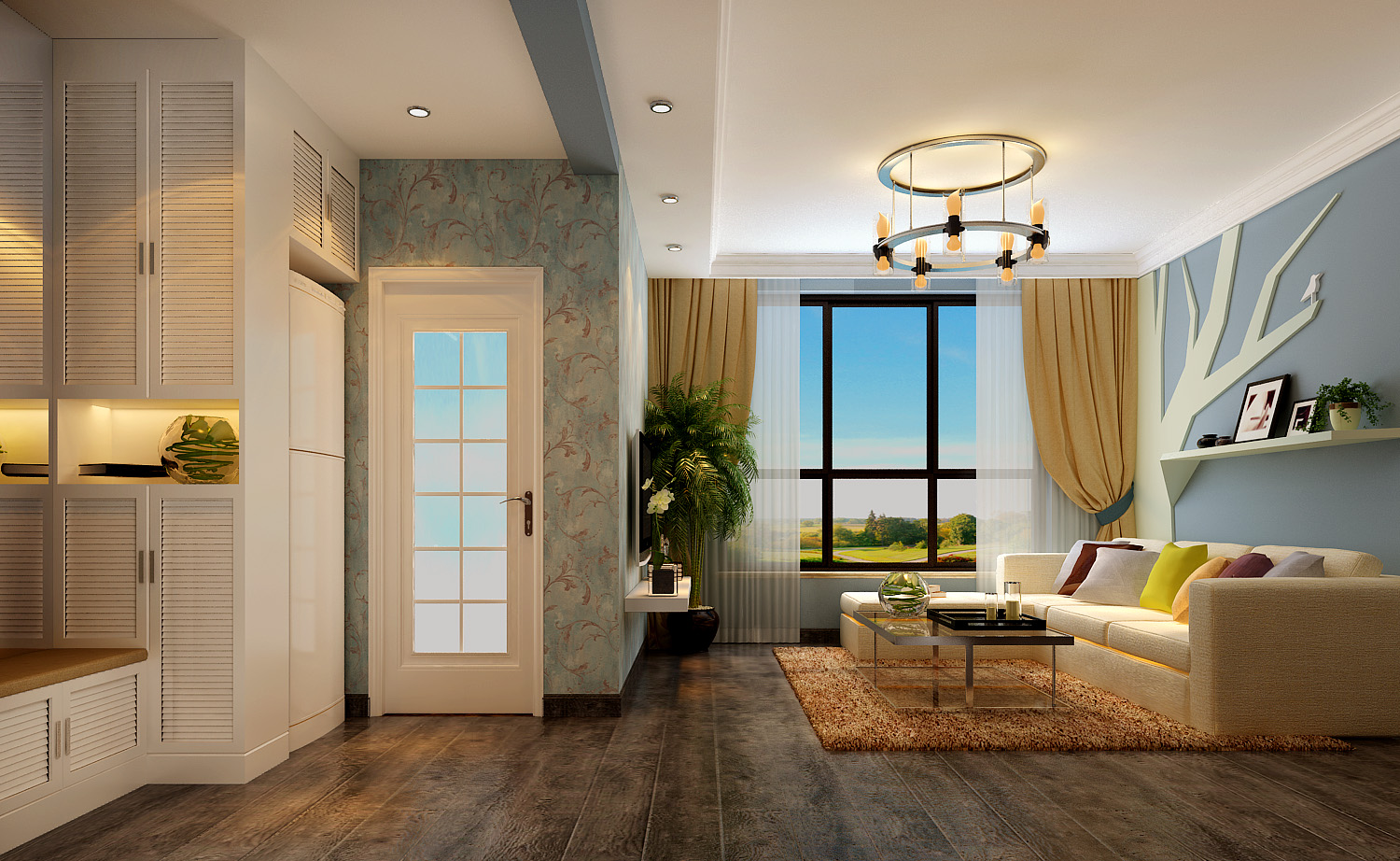 国龙绿城怡园88平两室现代简约风格装修设计