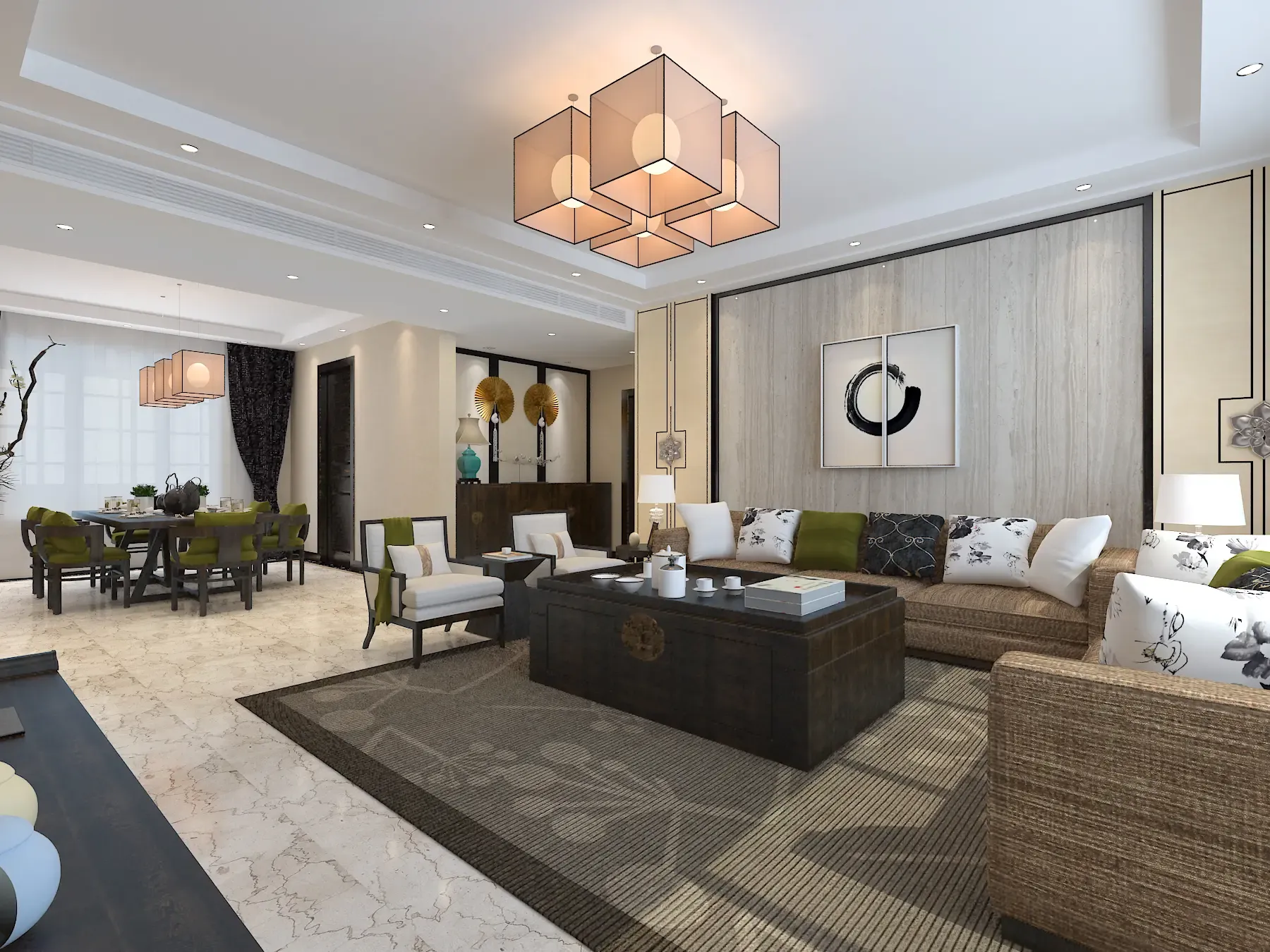 豫林嘉园四室新中式现代混搭风格