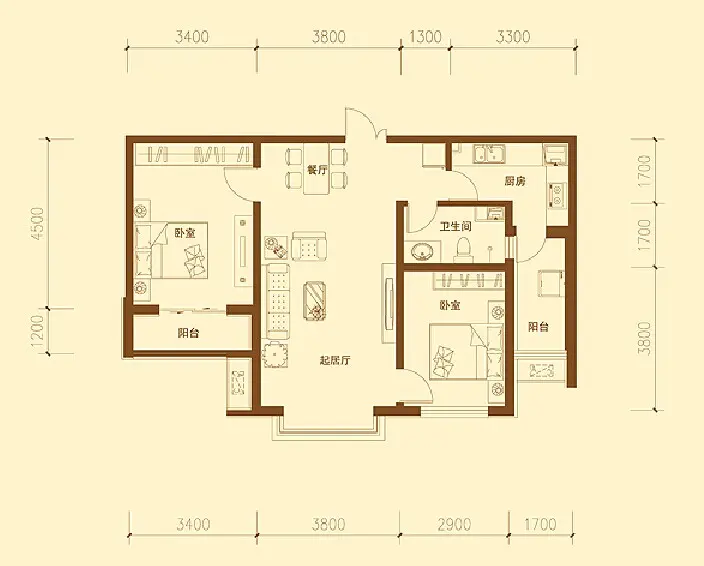 泰丰观湖101.39平米地中海装效果图