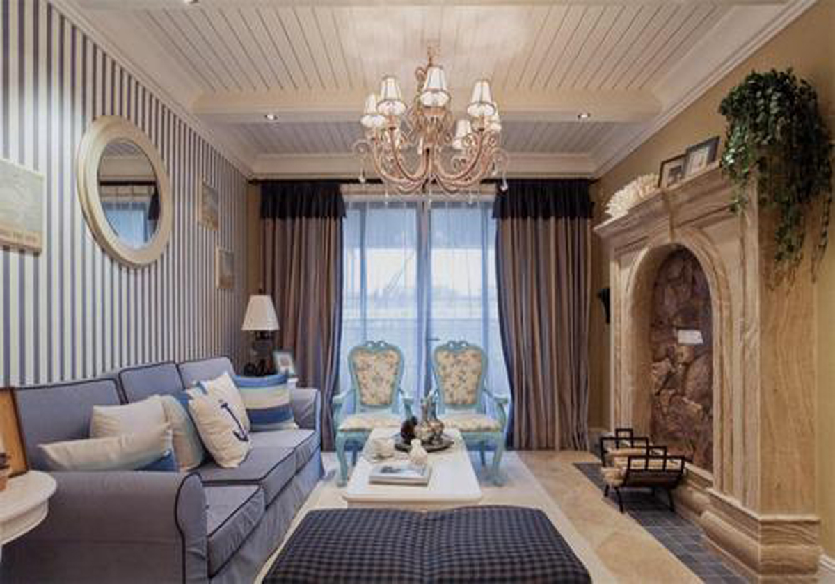 地中海风格-二居室-客厅-行之舰装饰有限公司