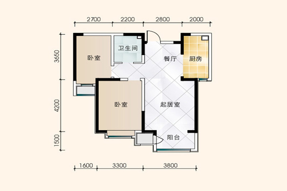 欧式风格水岸银座89平两室两厅