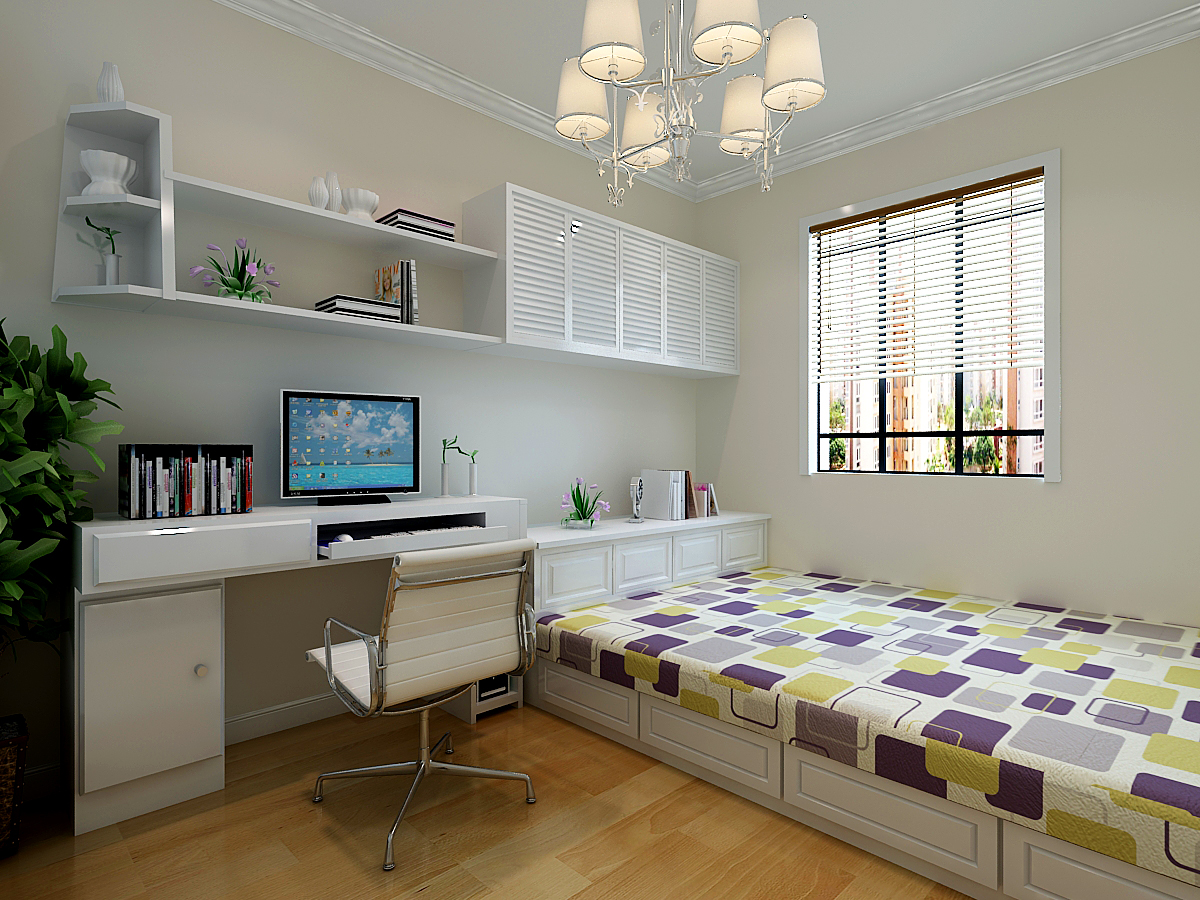 儒雅三居室，绿都丹石街区96平设计效果图