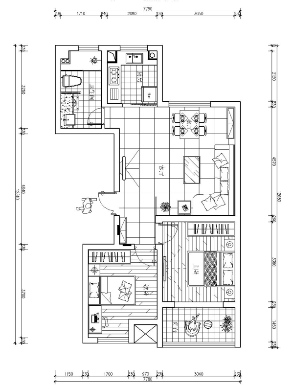 永威翡翠城-两居室-现代简约风格装修效果图