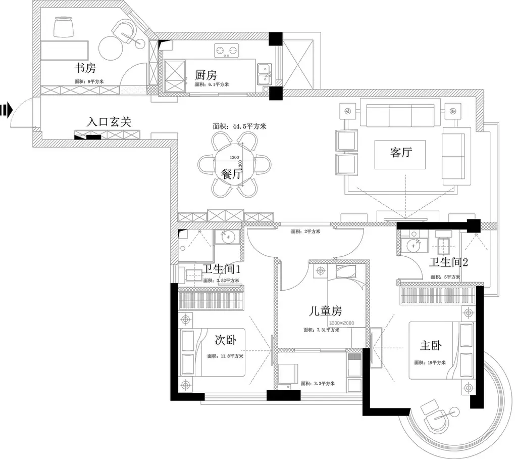 郑州国瑞城-欧美风情-四居室