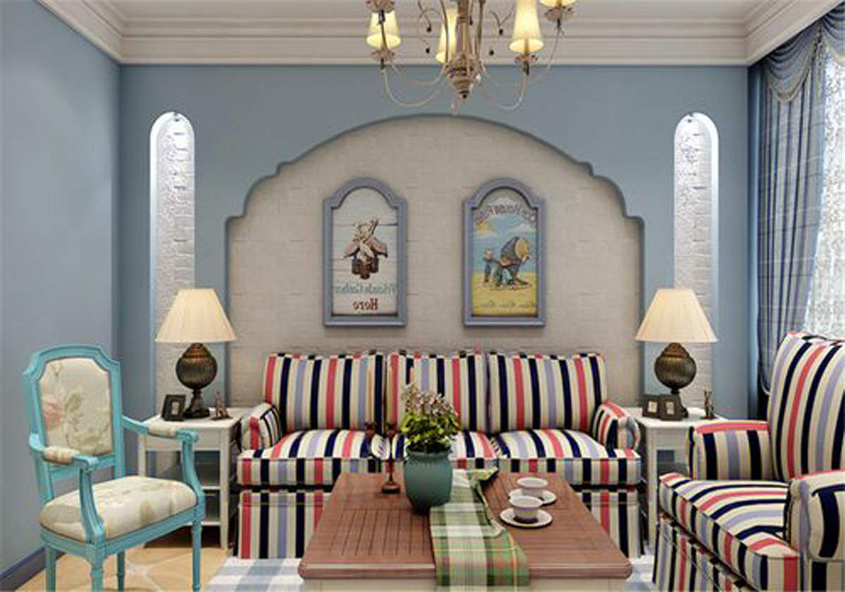 地中海风格-三居室-客厅-行之舰装饰