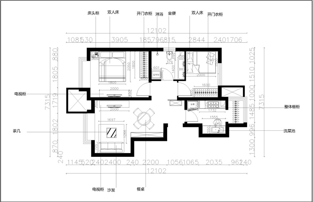 天房彩郡新景园2室1厅75㎡