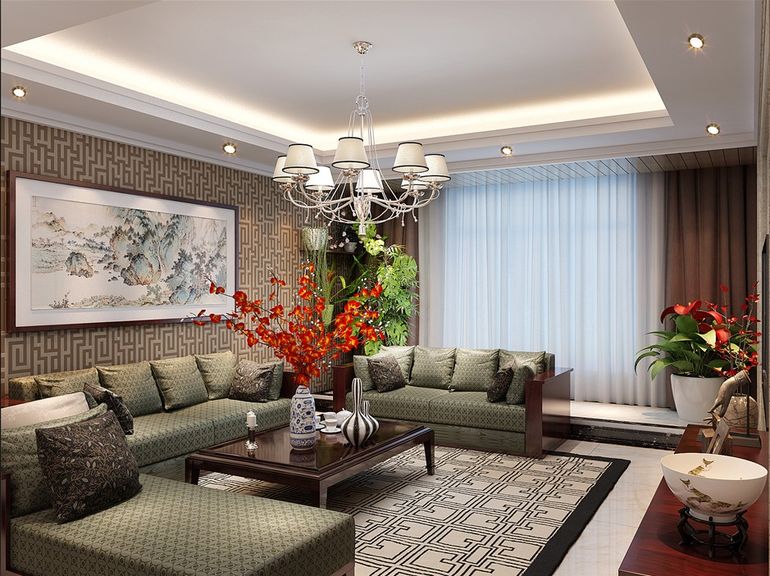 盛润锦绣城三居室中式风格装修设计案例