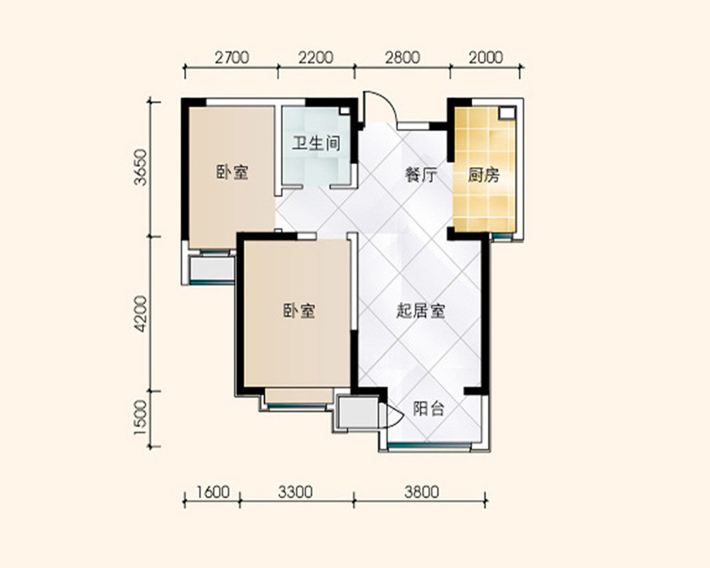 现代简约水岸银座89平两室两厅