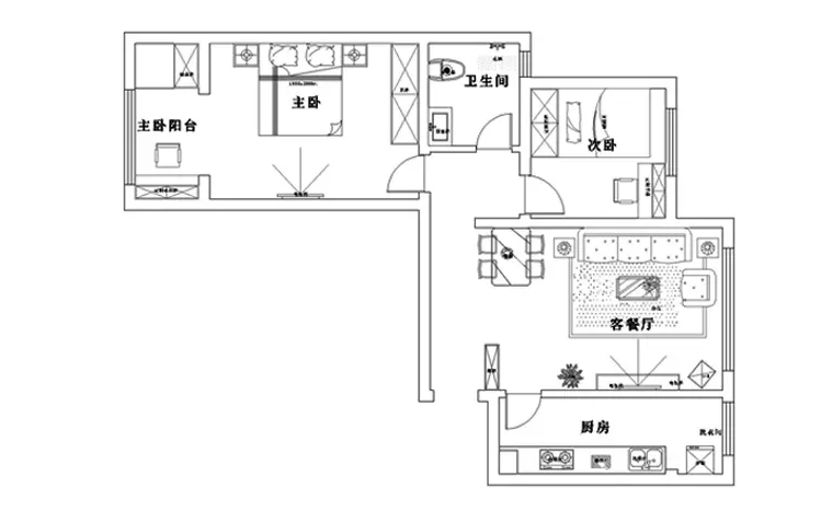 正商恒钻90平小三房简约效果图