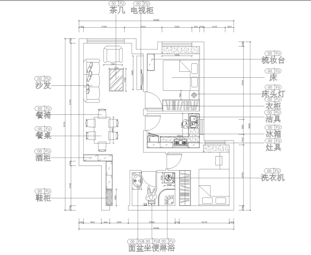 力天装饰-华润橡树湾-75㎡-简欧风格