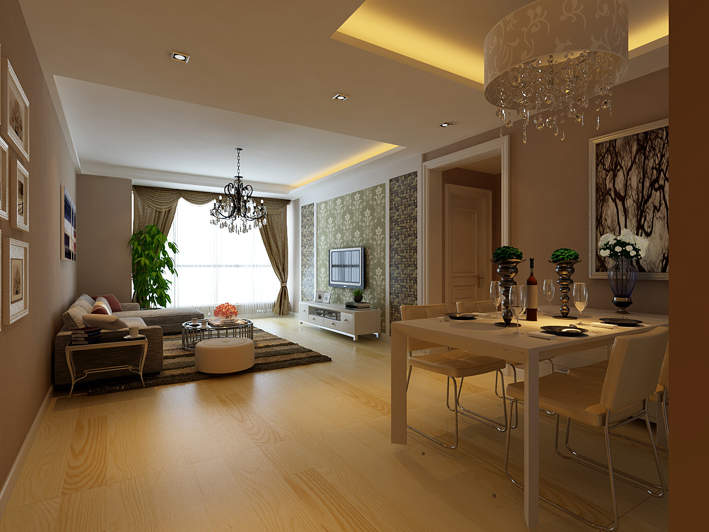 中海国际社区-二居室-90.00平米-装修设计