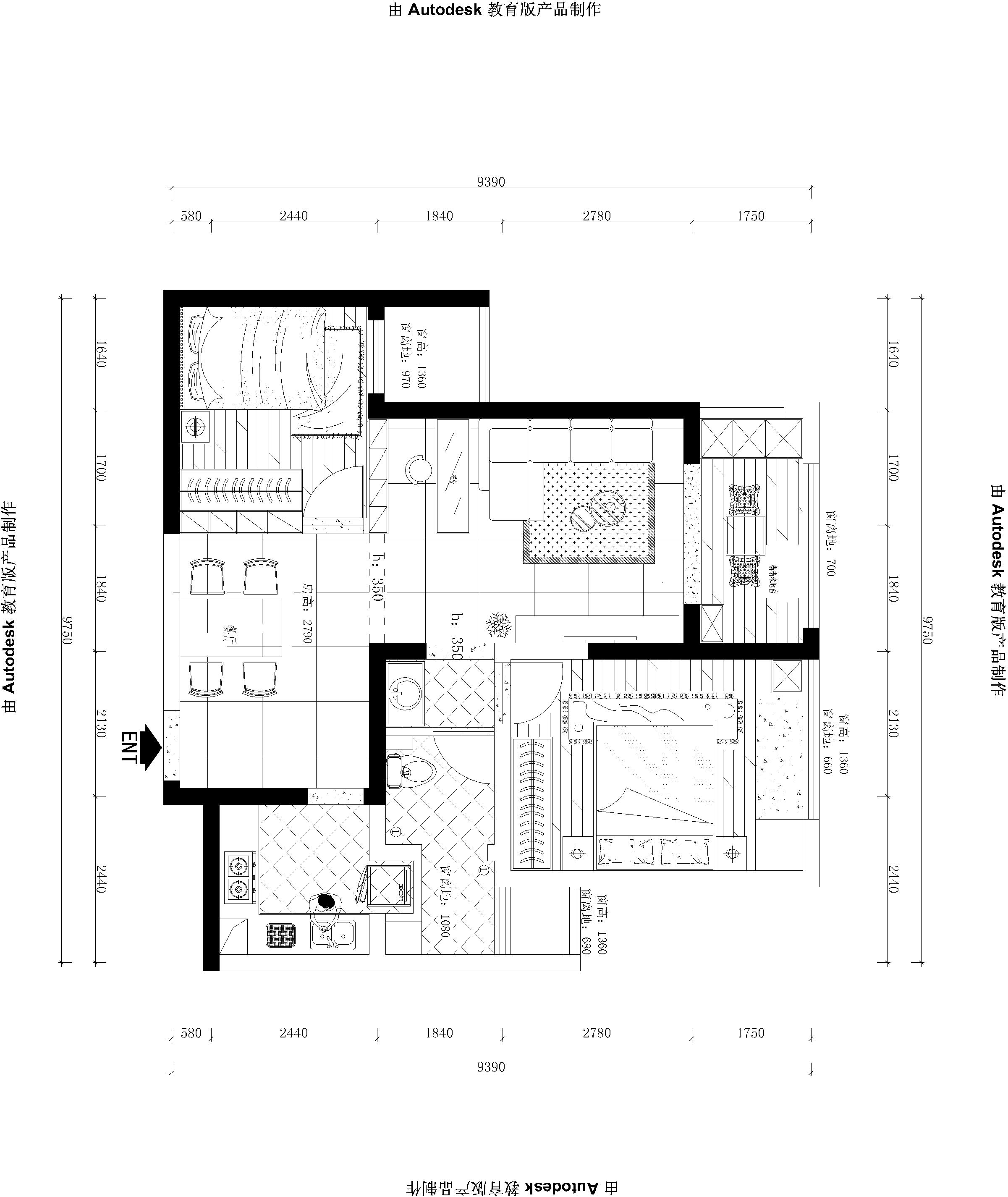 瀚海天悦-两室两厅90平-田园风格设计