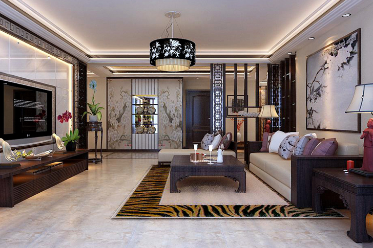 阳光汾河湾-200平-四居室-新中式风格装修